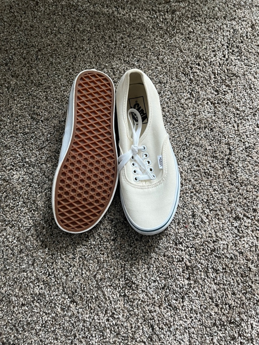 Vans Low-Top Canvas Sneakers in Cream with Gum Sole